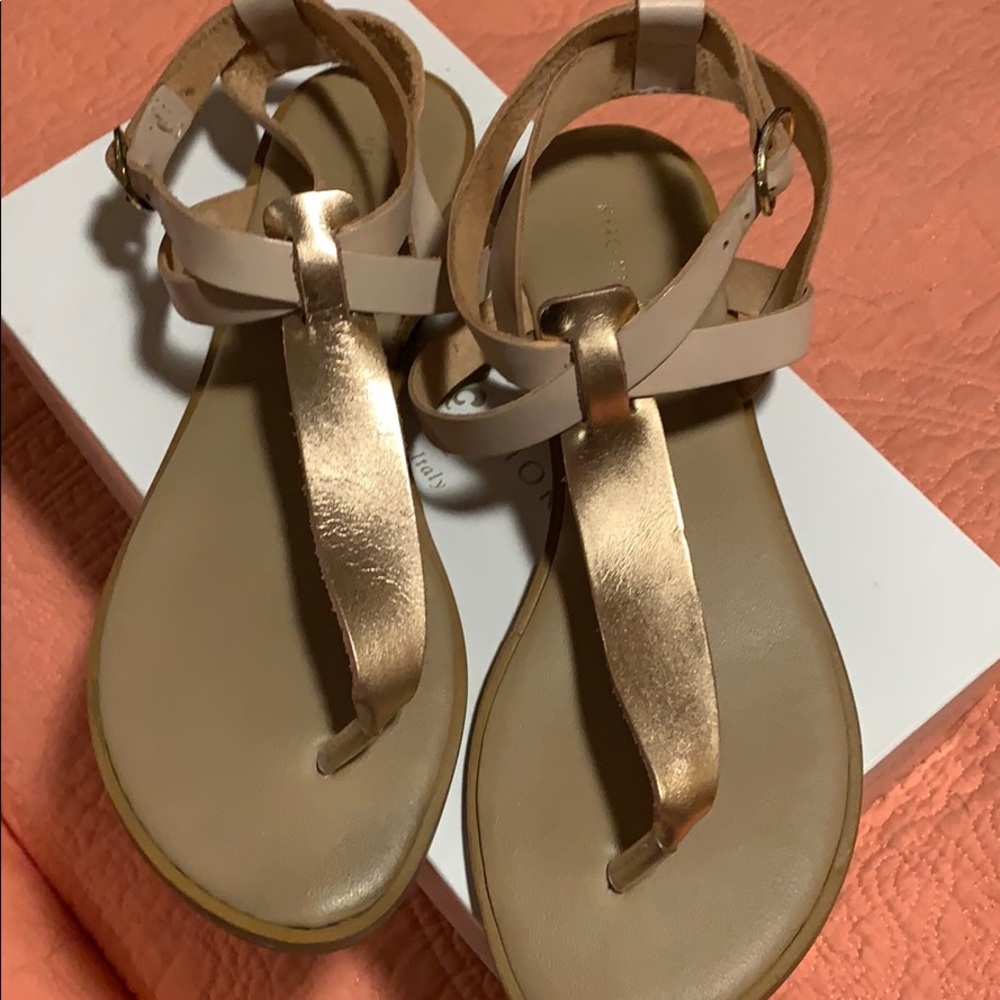 Mercanti Fiorentini rose gold buckle sandals 10